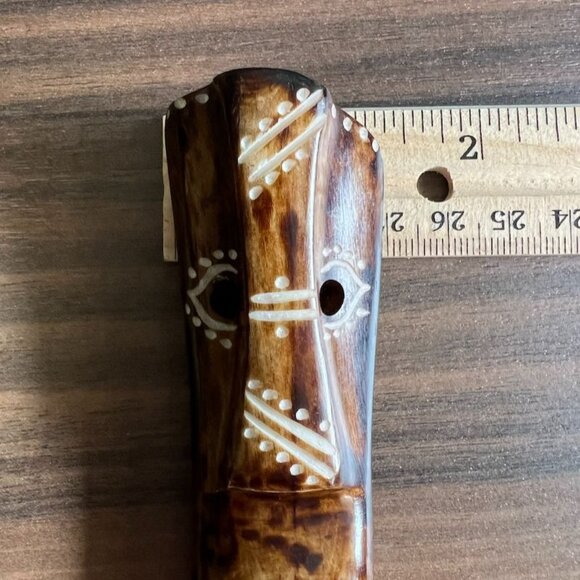 Vintage Carved Tribal Mask Face Bottle Opener Natural Handle & Metal Cap Remover - Picture 12 of 13